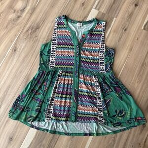 CUPIO Floral Print Sleeveless Shirt‎ Women Tunic Size Large